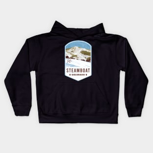 Steamboat Colorado Ski Badge Kids Hoodie